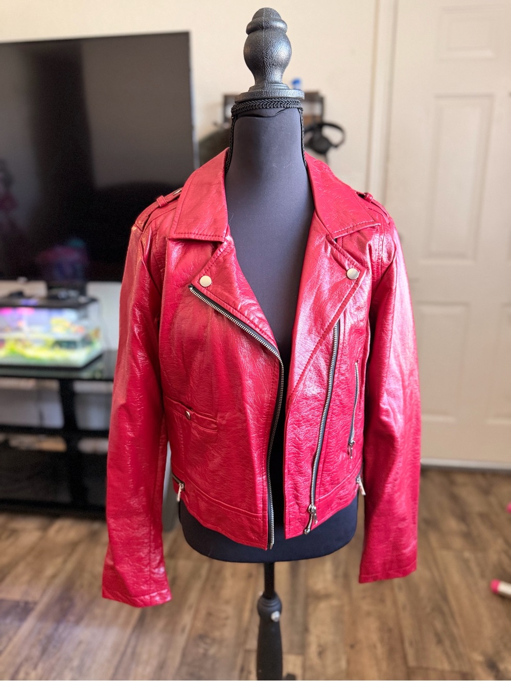 Wild fable Red Faux Leather Moto Jacket